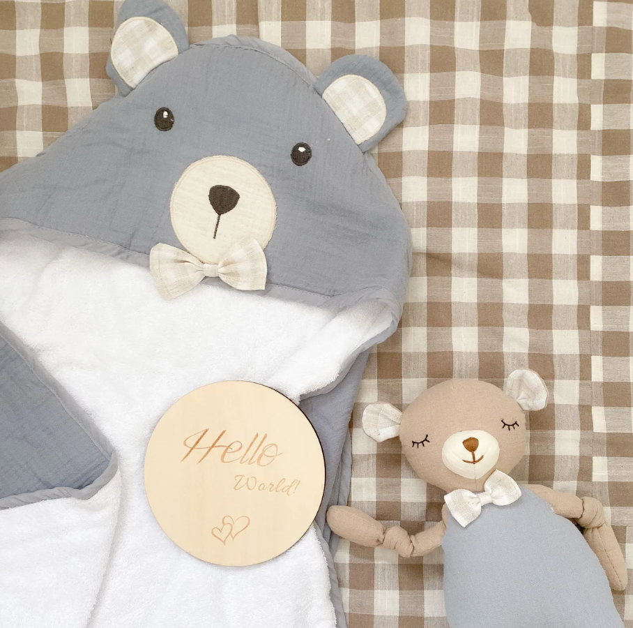 Petit Bear Terry Muslin Towel/Washcloth Set