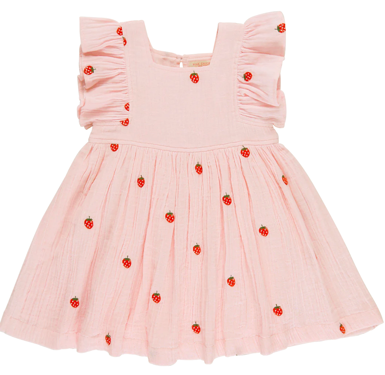 Girls Elsie Dress - Strawberry Embroidery