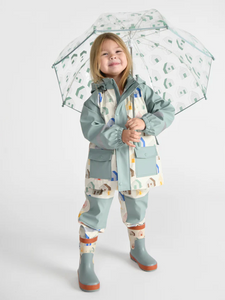 Rainy Houses Teal Tula Kid's Umbrella