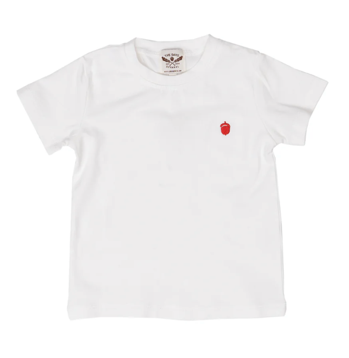 Oaks White with Red Acorn Signature Tee