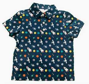 Out of This World Printed Collared Golf Shirt