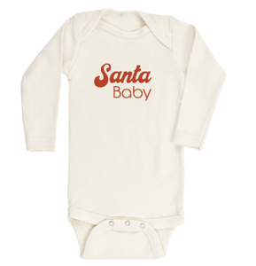 Long Sleeve Organic Bodysuit - Santa Baby - Red
