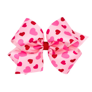 King Pearl Heart Grosgrain Bow