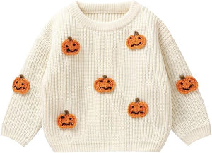 Pumpkin Embroidered Sweater