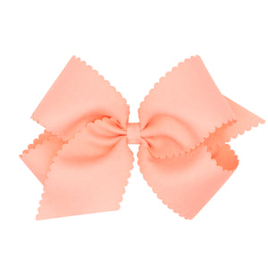 Light Coral King Scalloped Edge Grosgrain Bow