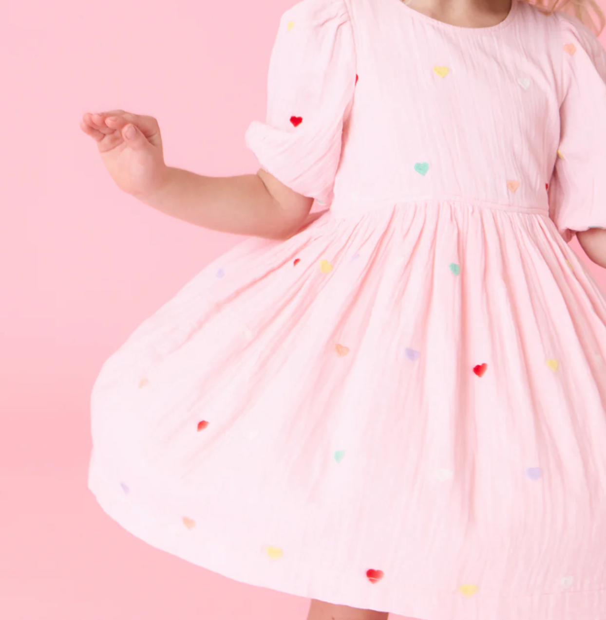 Girls Brooke Dress - Candy Heart Embroidery