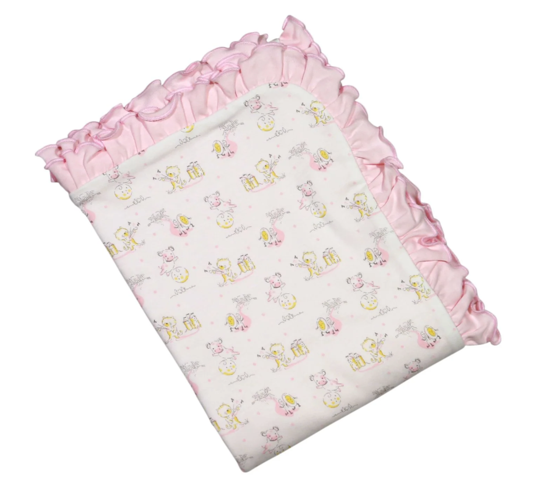 Nursery Rhymes Pink Pima Blanket