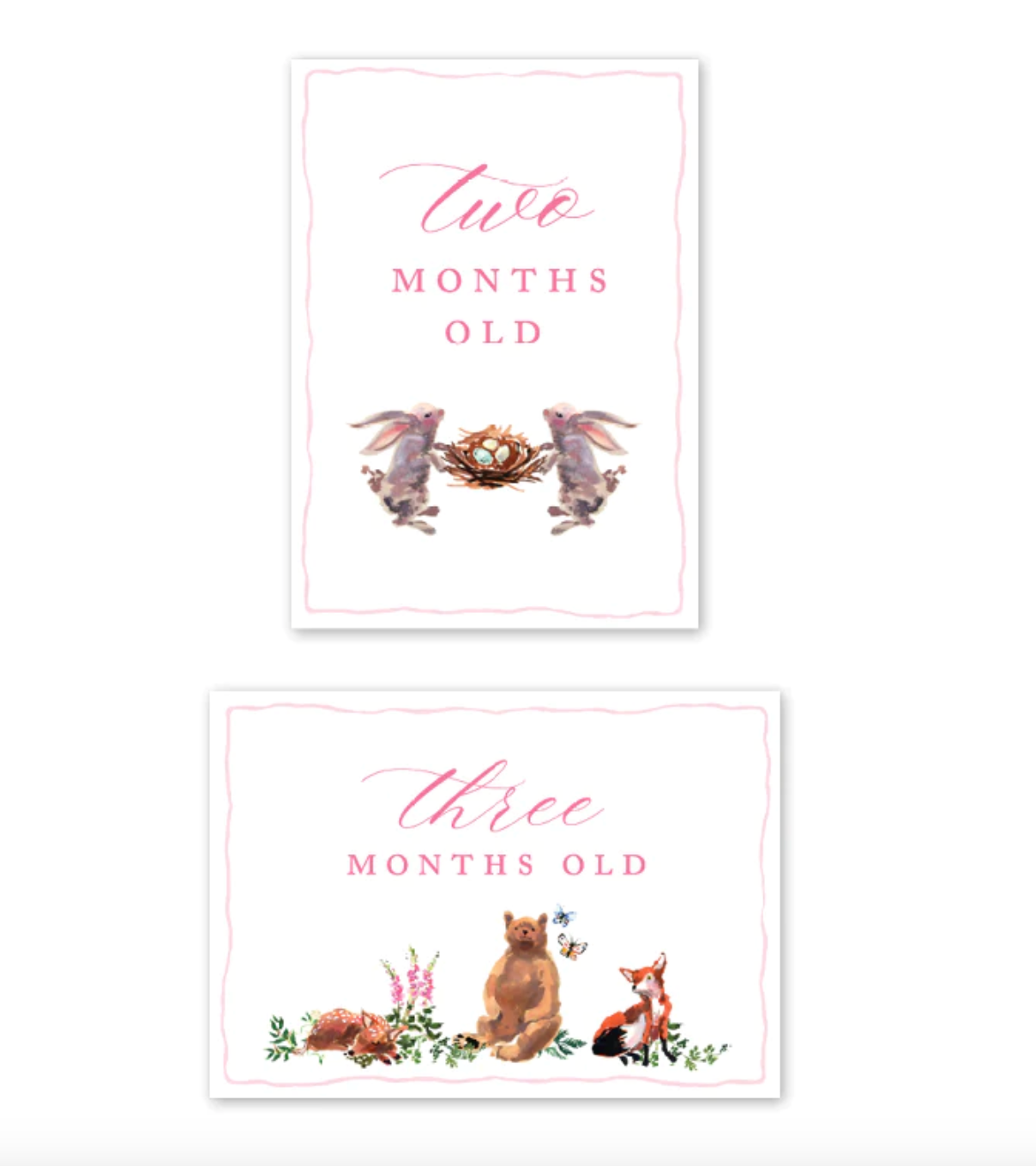 Woodland Pink Milestone Cards - Set of 15