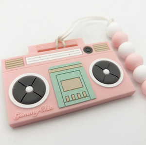 Light Pink Boom Box Teether with Clip