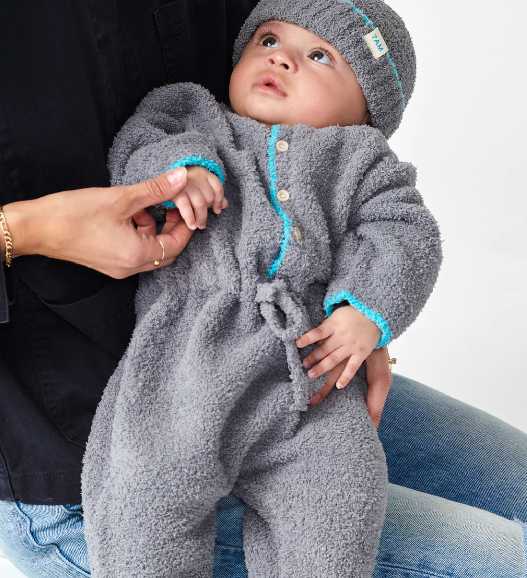 Gris Boxy Long Sleeve Jumpsuit - Fuzzy