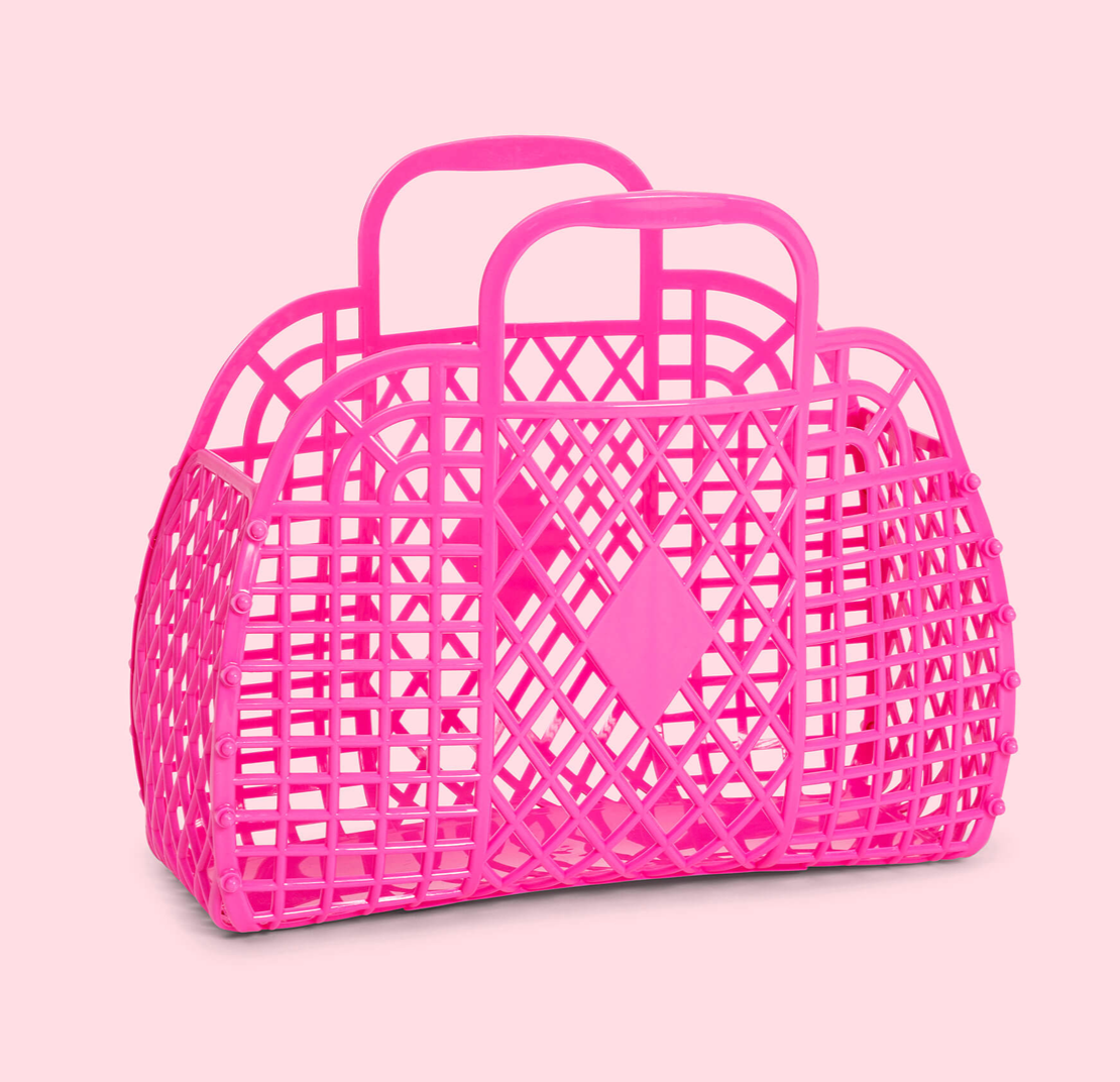 Berry Pink Retro Basket (Small)