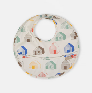 Rainy Houses Teal Waterproof Bib