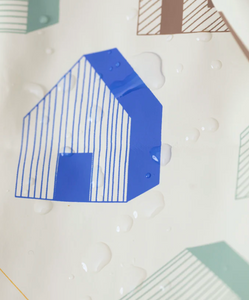 Rainy Houses Teal Waterproof Bib