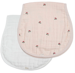 Bamboo Muslin Burp Cloth 2-Pack (Cherry/White)