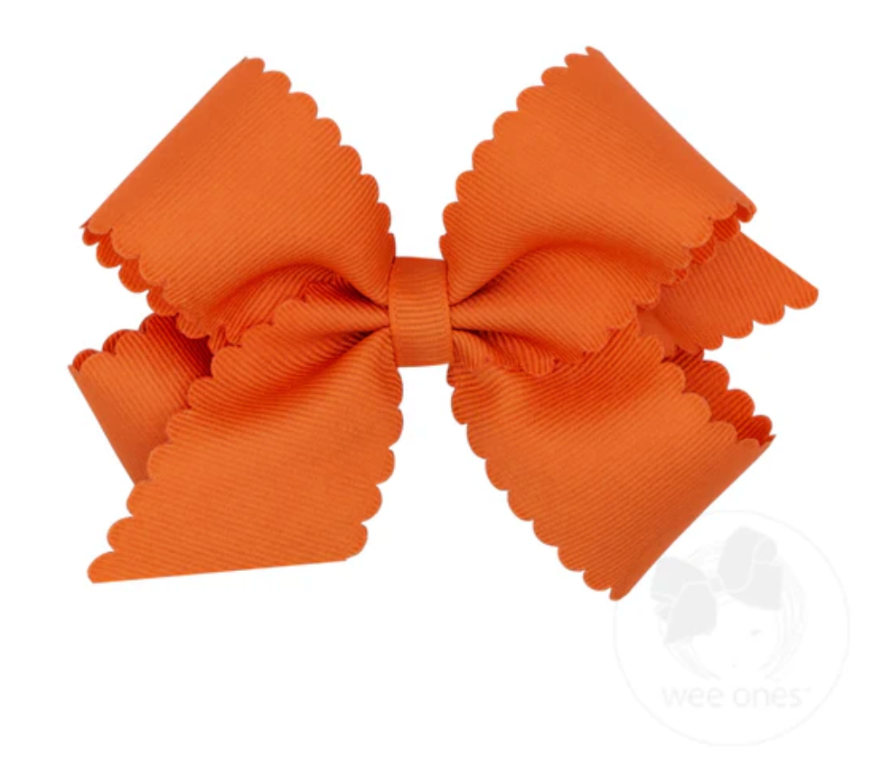 Pumpkin Medium Grosgrain Scalloped Edge Bow