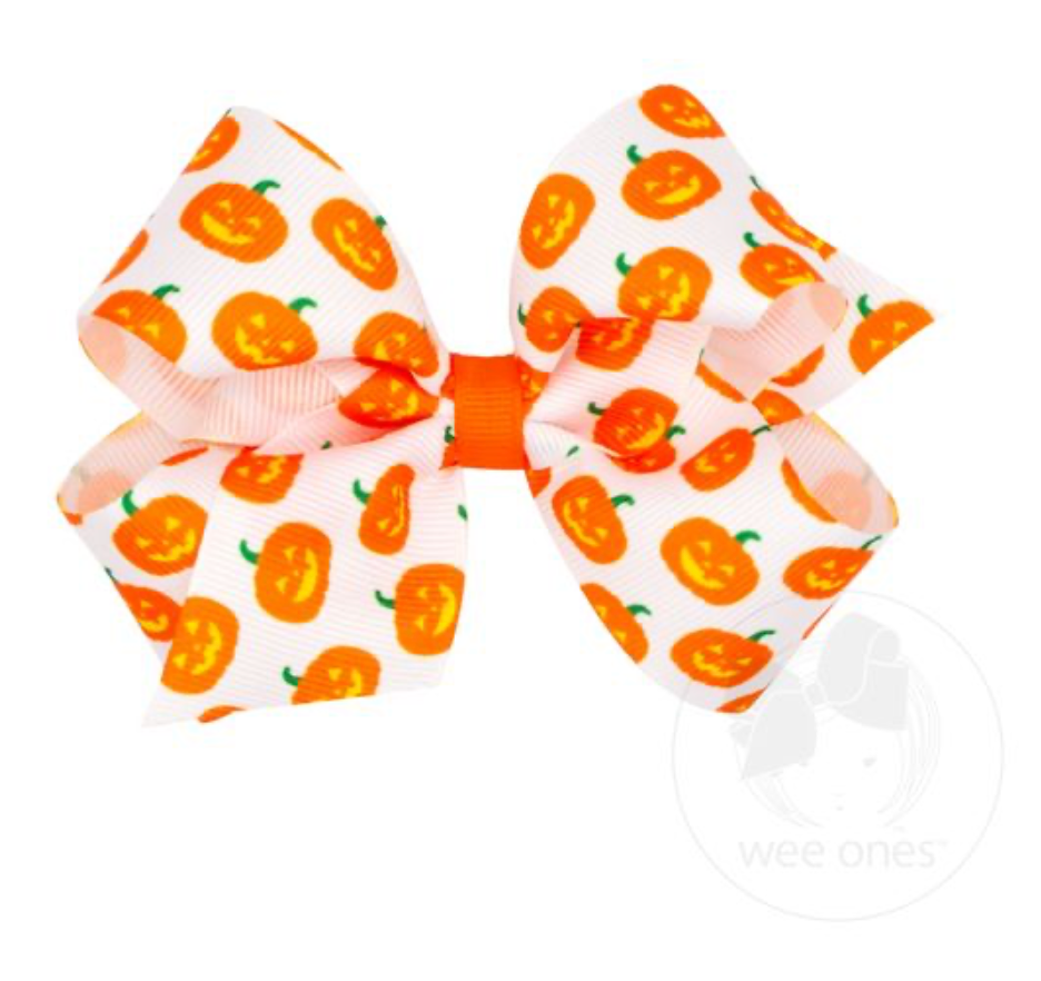 Jack O Lantern Medium Grosgrain Bow