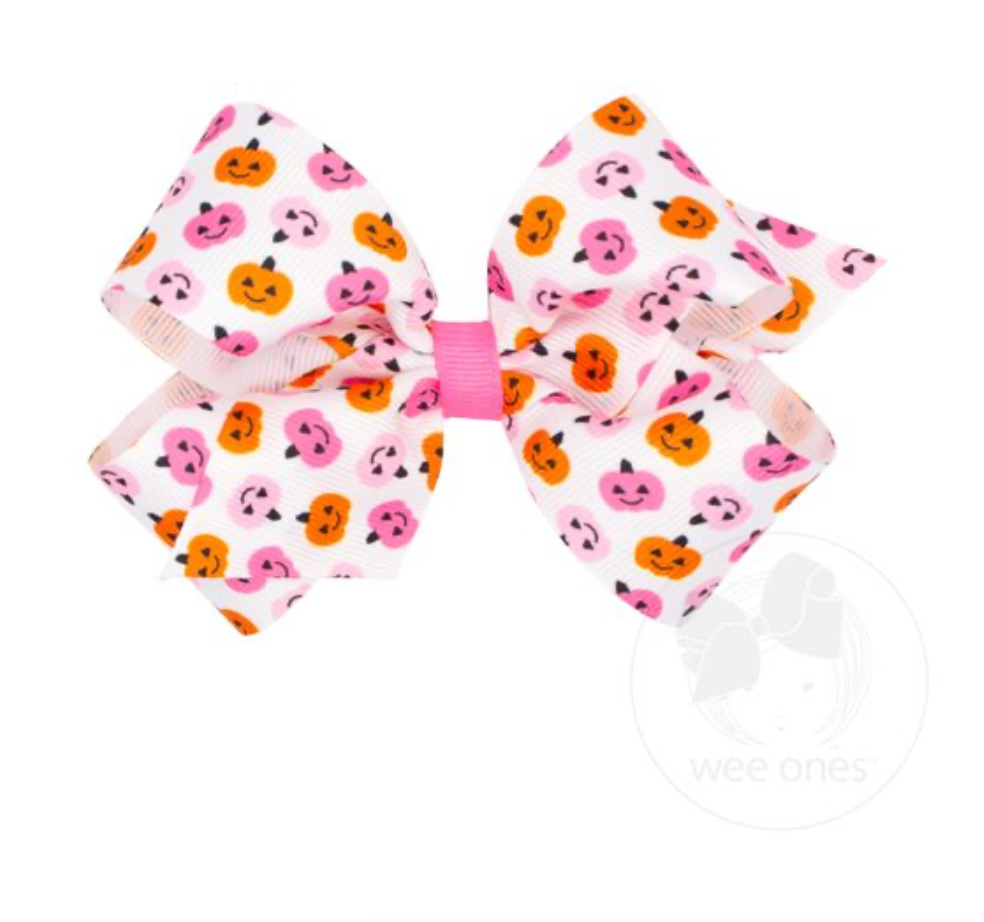 Pink Jack O Lantern Medium Grosgrain Bow