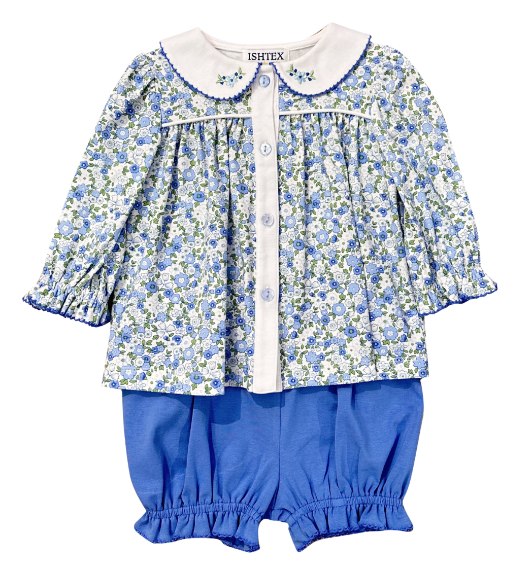 Blue Flower Bloomer Set