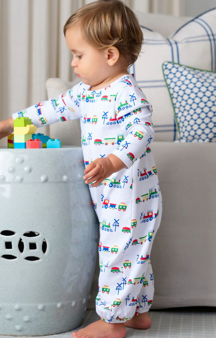 Long Sleeve Patton Play Romper - Chatham Choo Choo