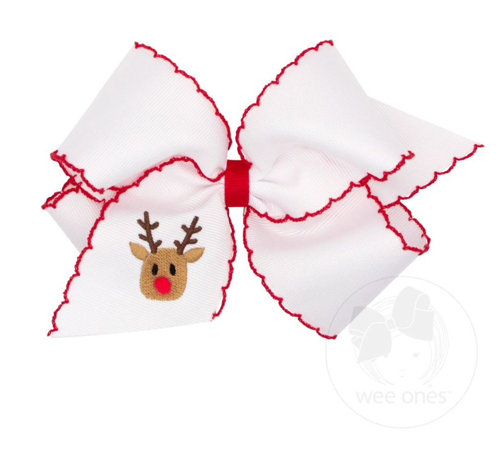 King Moonstitch Edge with Reindeer Embroidery Bow