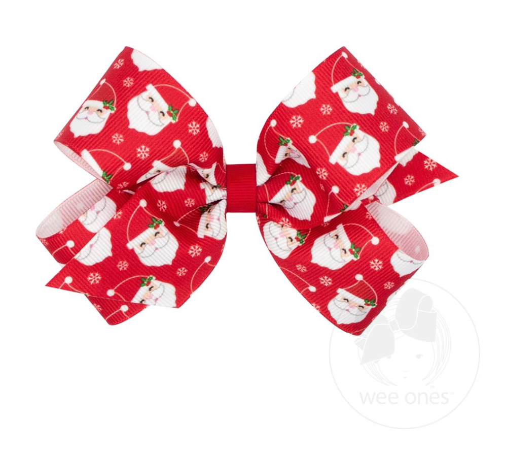 Medium Red Santa Grosgrain Bow