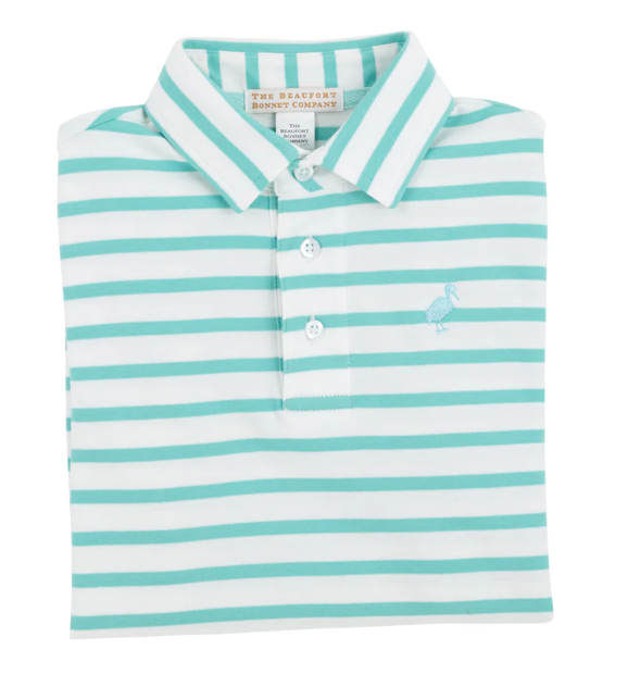 Prim & Proper Polo - Turks Teal Stripe