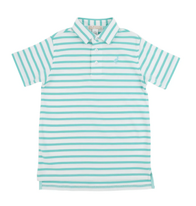 Prim & Proper Polo - Turks Teal Stripe