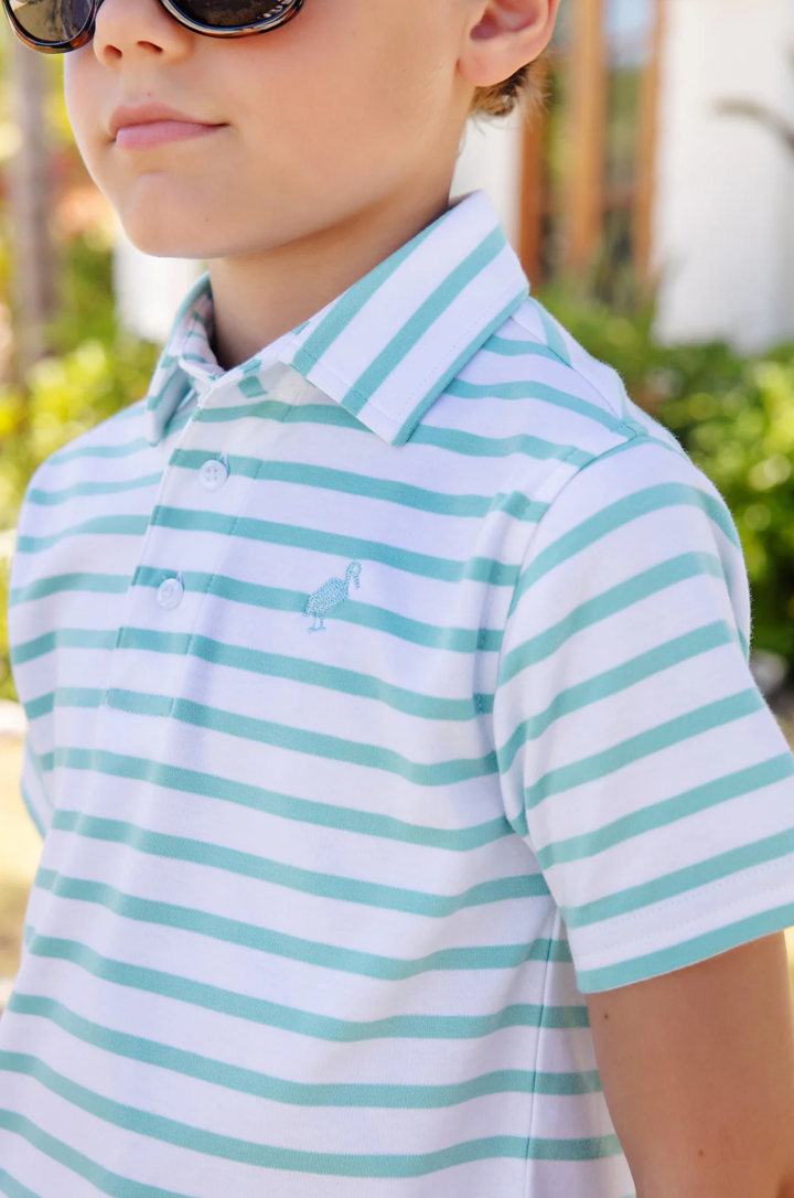 Prim & Proper Polo - Turks Teal Stripe