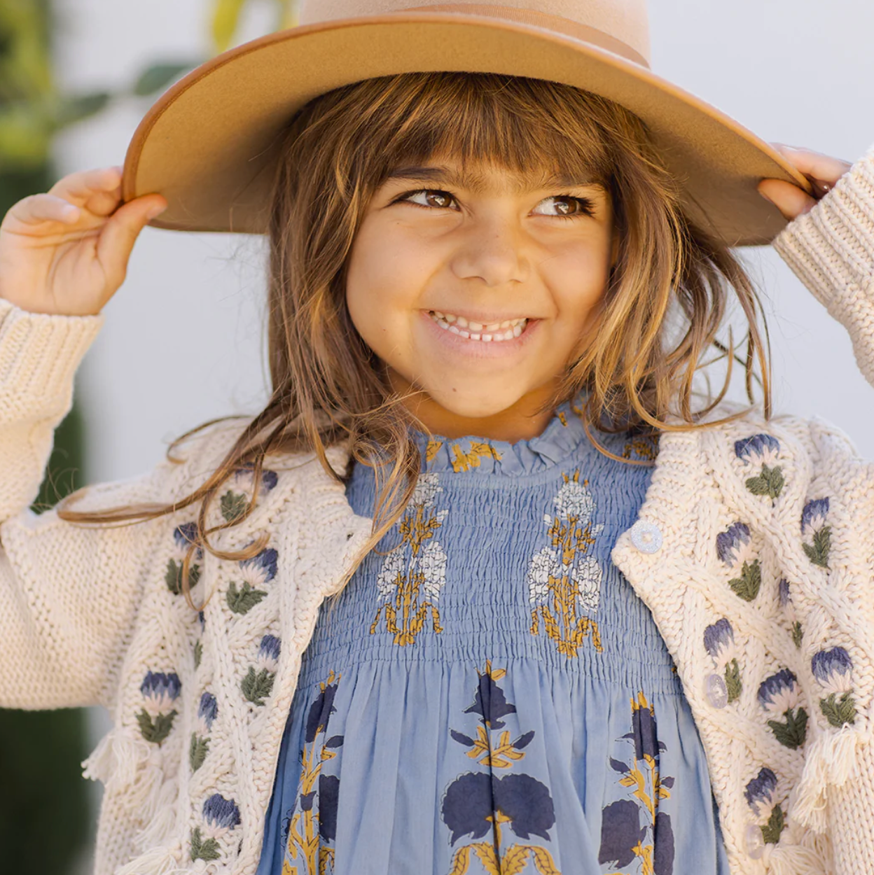 Girls Stevie Dress - Blue Flowerette