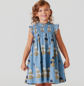 Girls Stevie Dress - Blue Flowerette