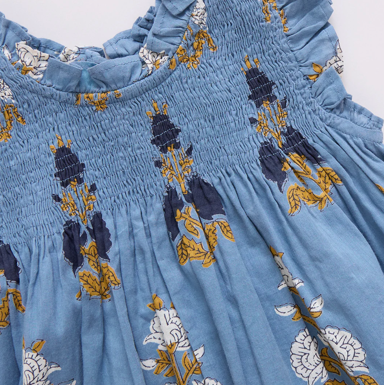 Girls Stevie Dress - Blue Flowerette