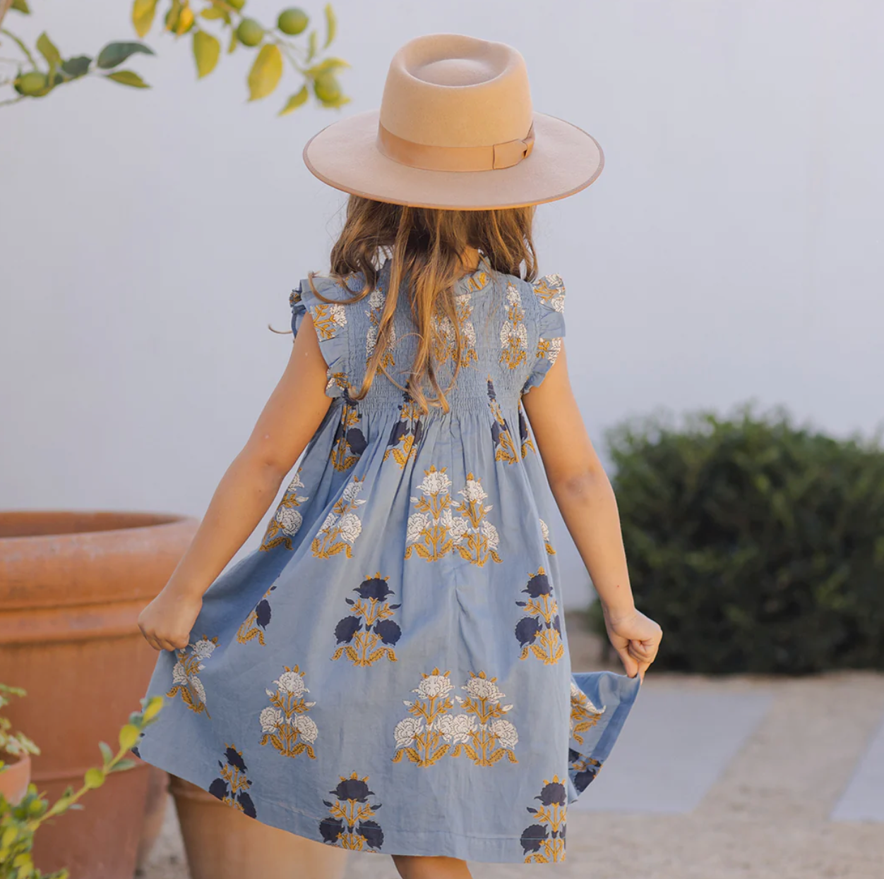 Girls Stevie Dress - Blue Flowerette