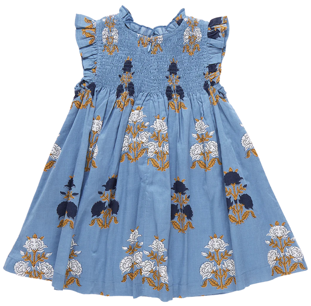 Girls Stevie Dress - Blue Flowerette