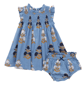 Baby Girls Stevie Dress Set - Blue Flowerette