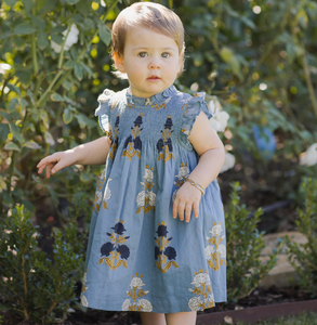 Baby Girls Stevie Dress Set - Blue Flowerette