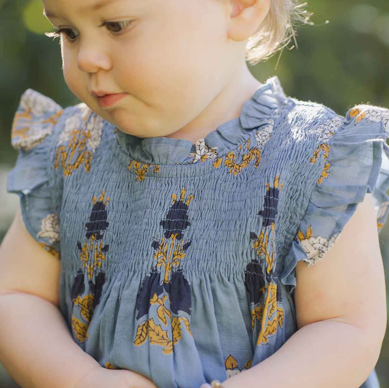 Baby Girls Stevie Dress Set - Blue Flowerette