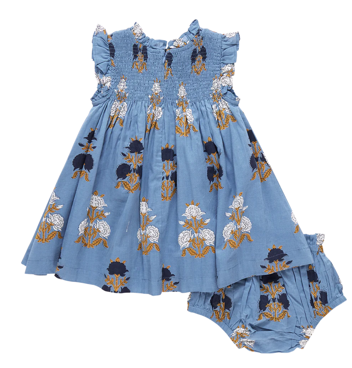 Baby Girls Stevie Dress Set - Blue Flowerette