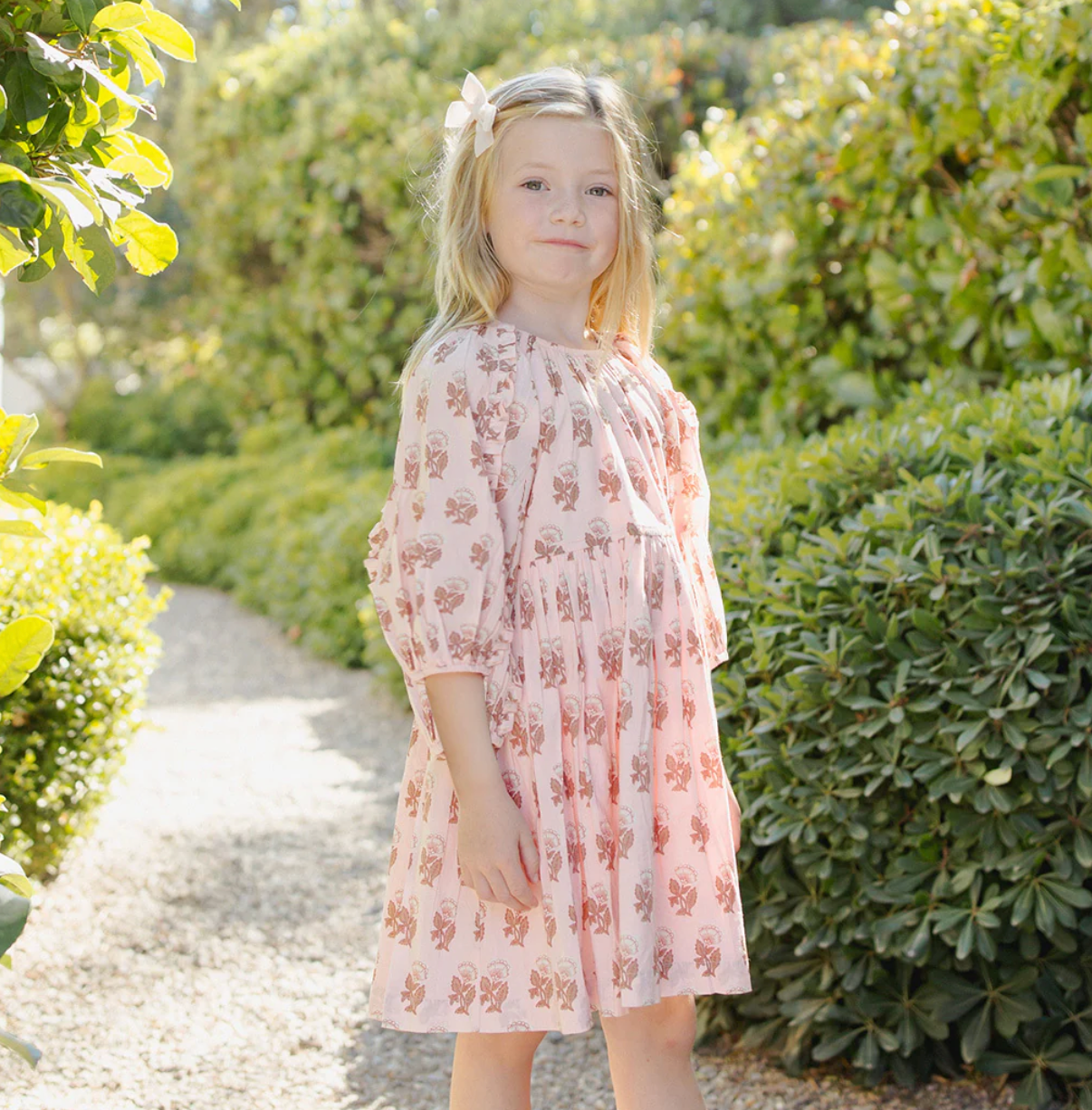 Girls Katya Dress - Pink Flower Drop