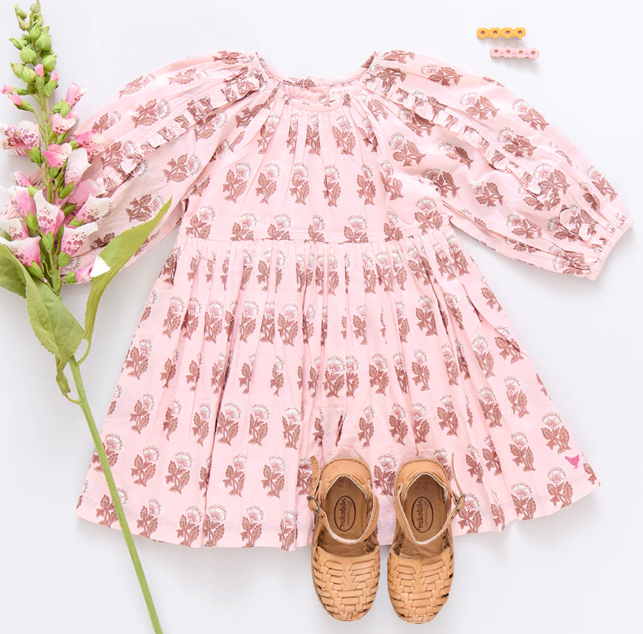 Girls Katya Dress - Pink Flower Drop