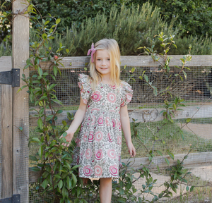 Girls Elsie Dress - Pink Lisbon Floral