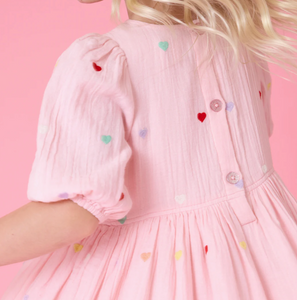 Girls Brooke Dress - Candy Heart Embroidery