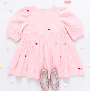 Girls Brooke Dress - Candy Heart Embroidery