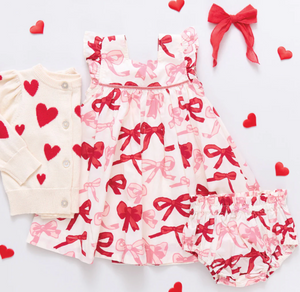 Baby Girls Camelia Dress Set - Valentines Bows