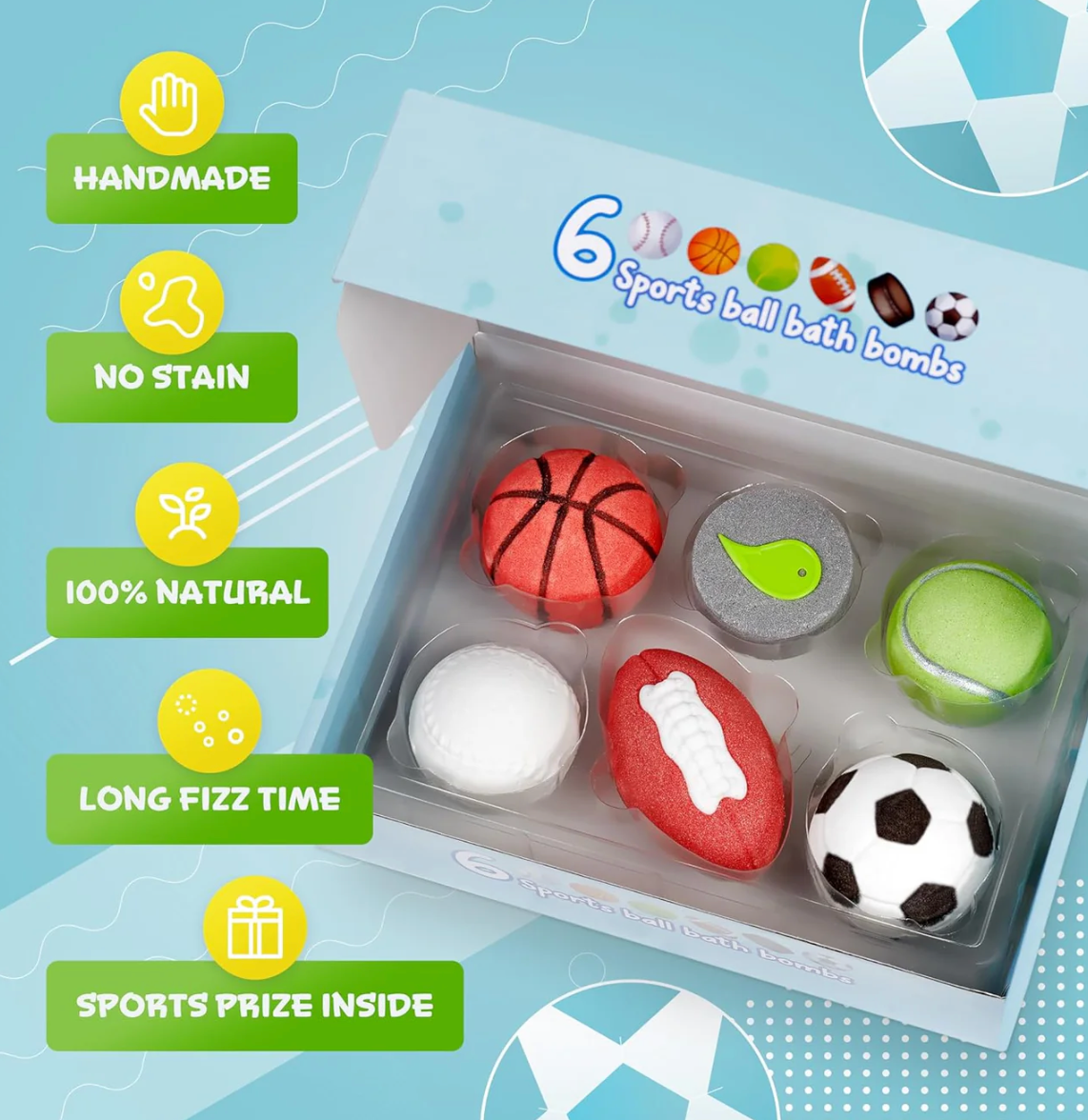 Kids Sports Bath Bombs with Prize Inside