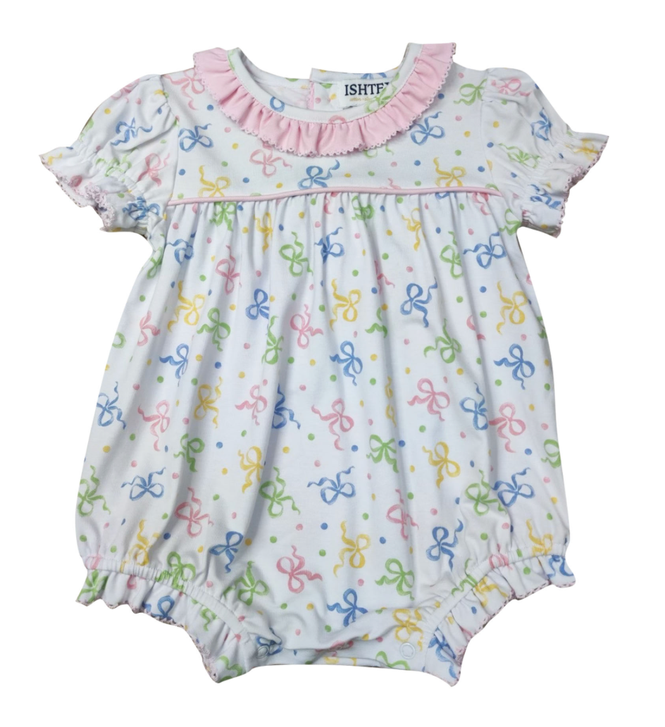 Bow Girl's Bubble Romper