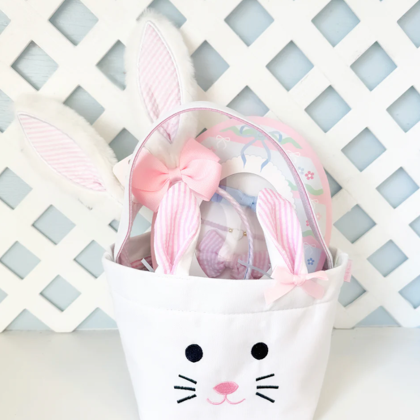 Pink Seersucker Bunny Ears with Bow