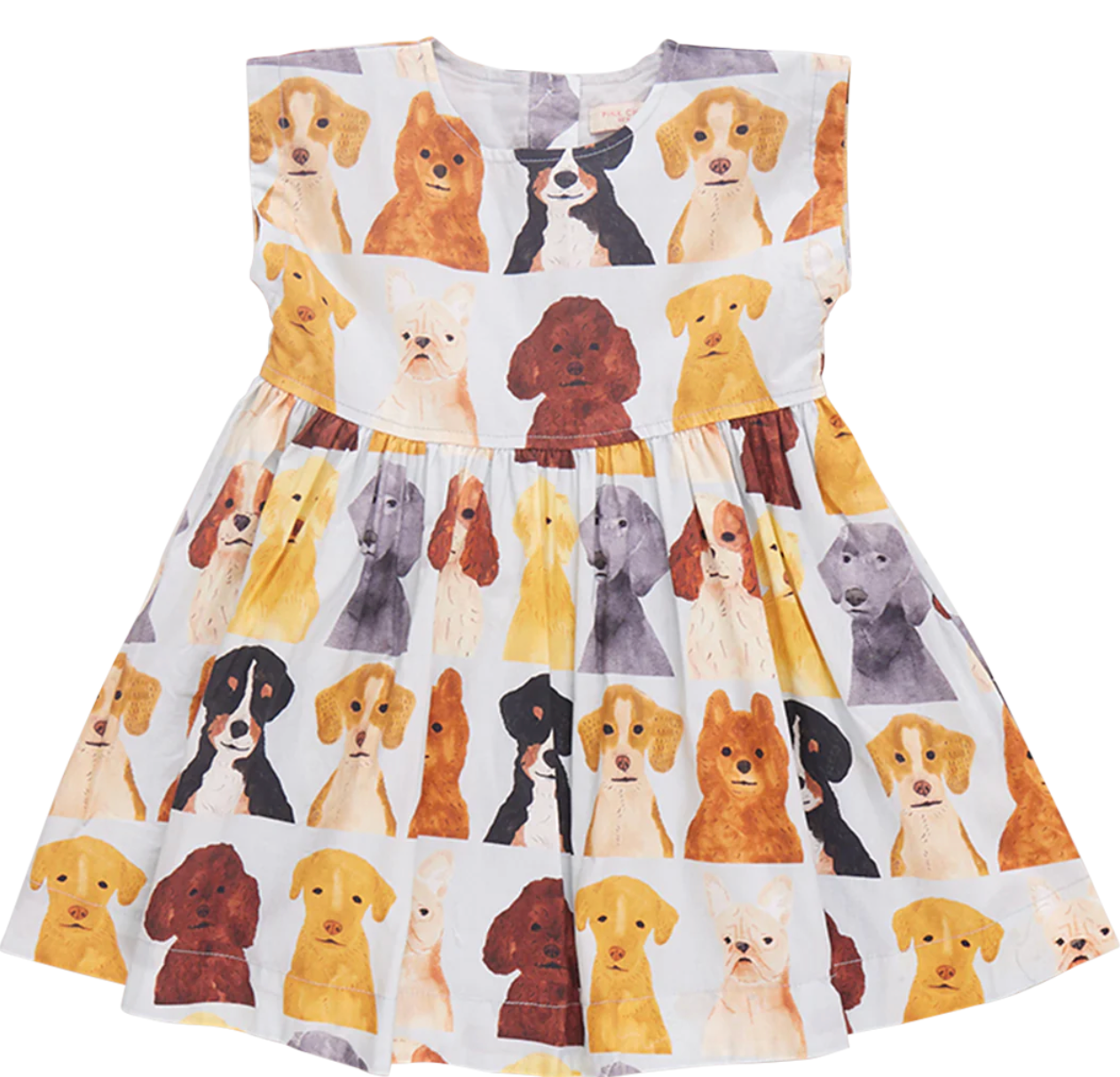 Girls Adaline Dress - Light Blue Watercolor Dogs