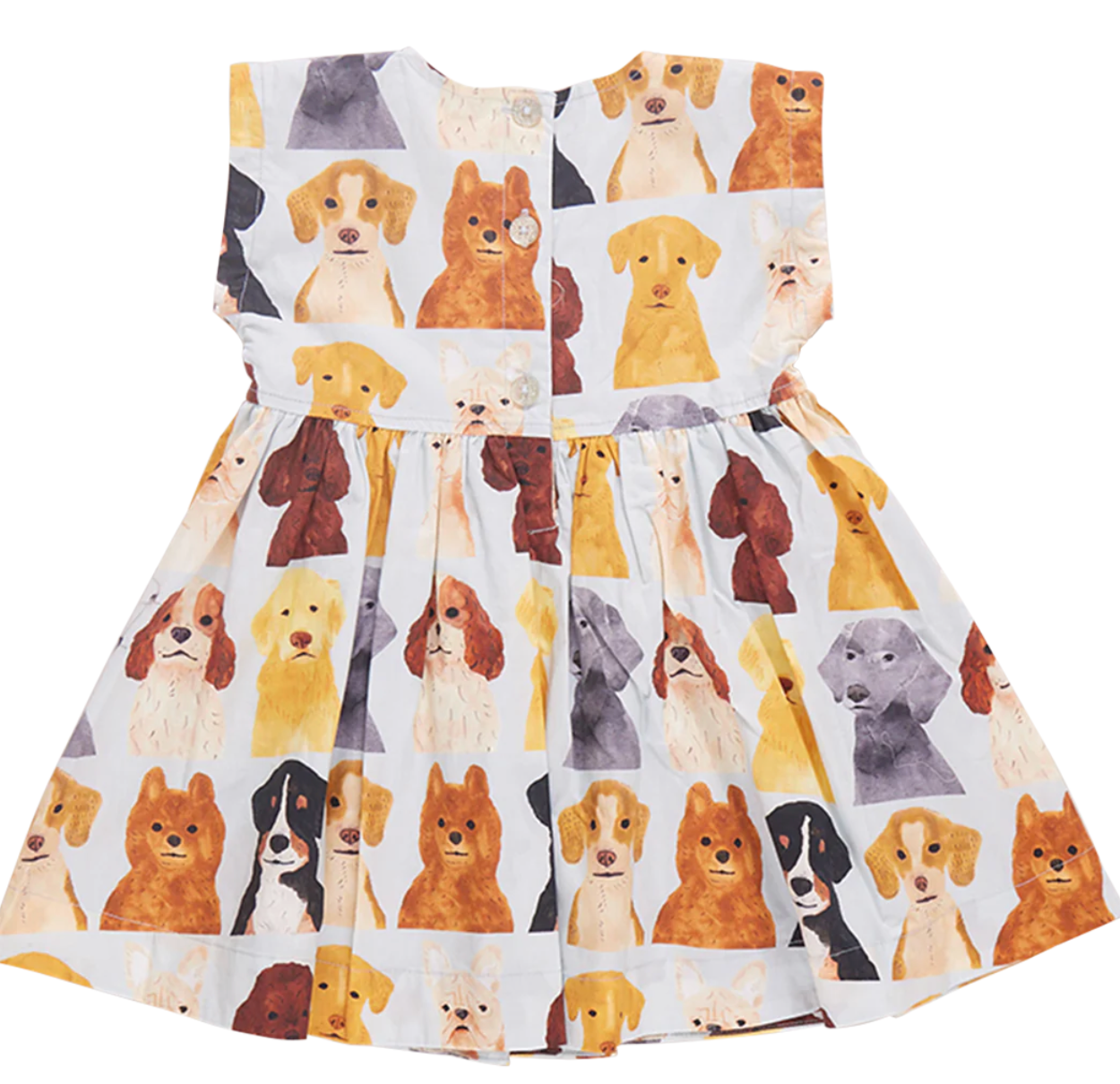 Girls Adaline Dress - Light Blue Watercolor Dogs