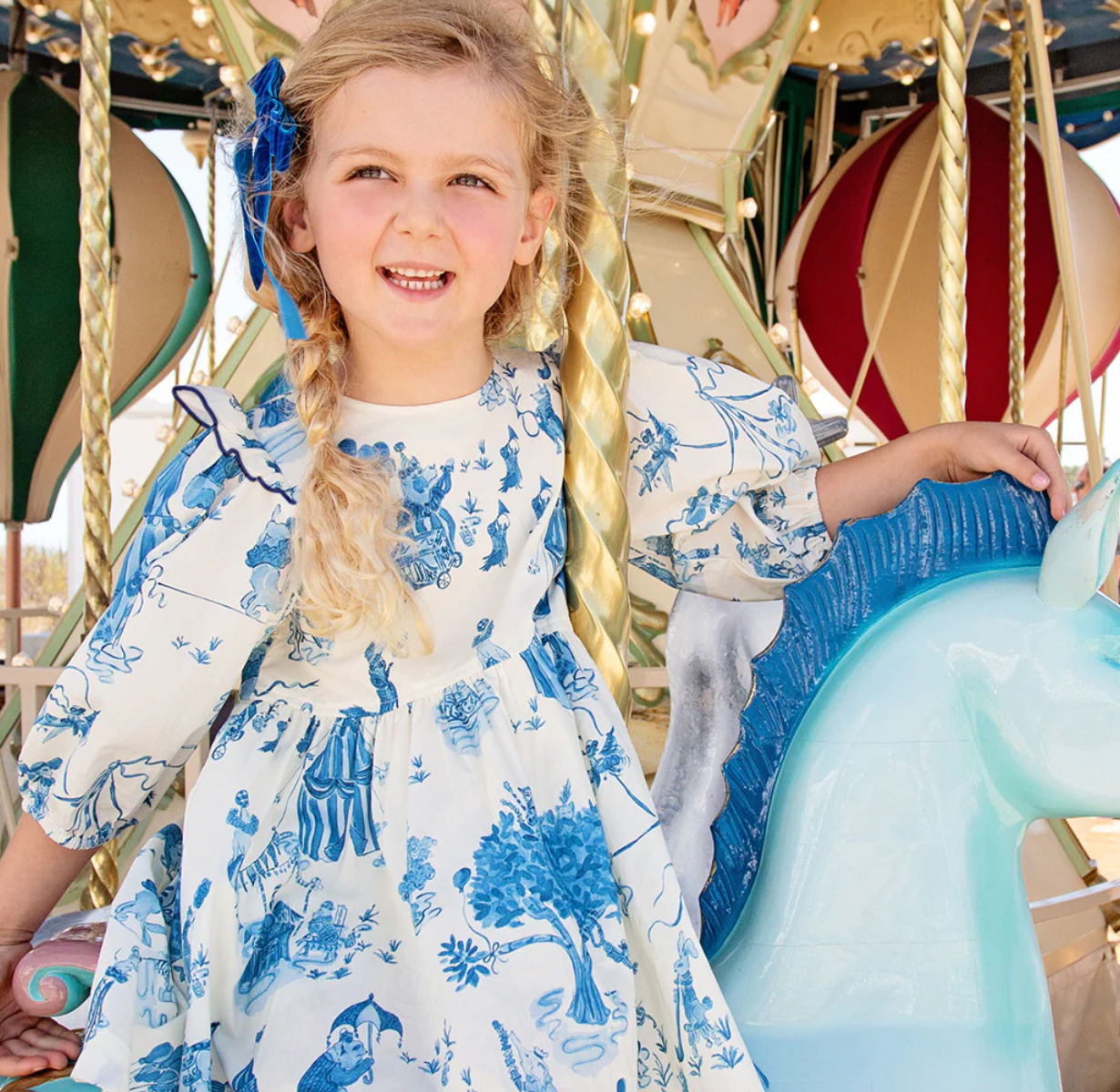 Girls Brooke Dress - Blue Circus