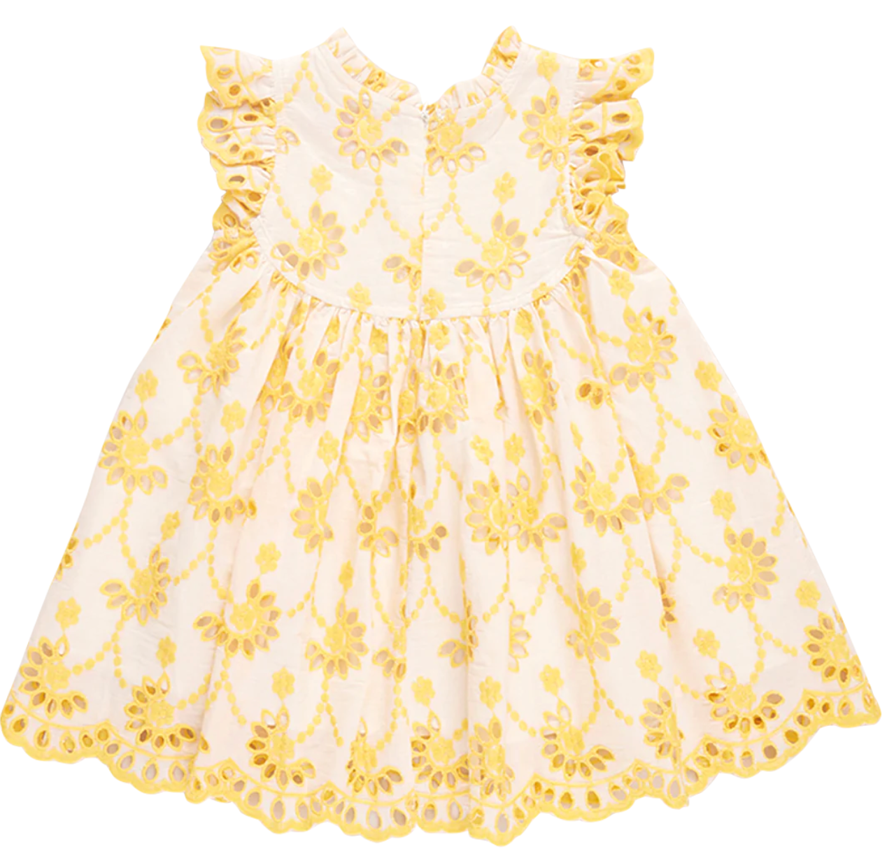 Girls Cynthia Dress - Bright Yellow Eyelet